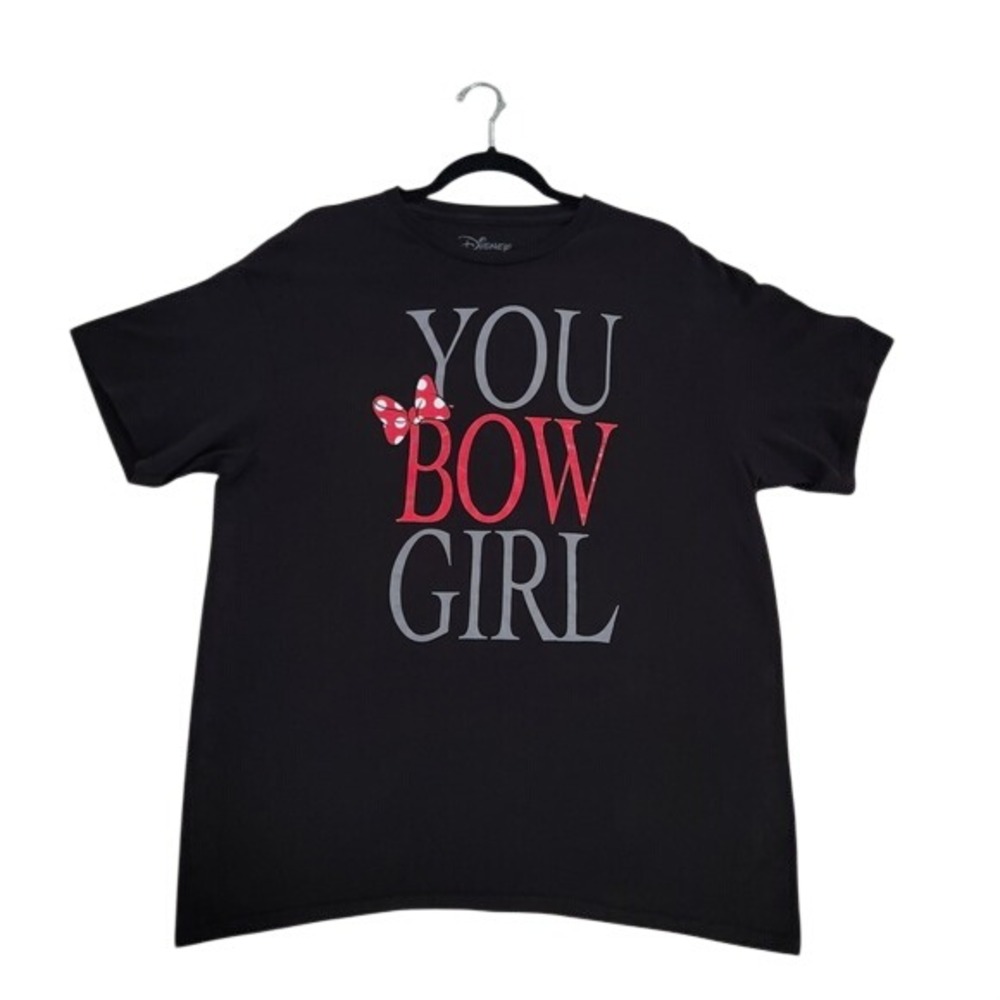 Disney Minnie Mouse You Bow Girl black‎ T-Shirt size Large Short Sleeve